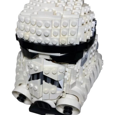 LEGO Star Wars Stormtrooper Helmet (75276), featuring a detailed white brick-built structure with iconic black visor detailing.