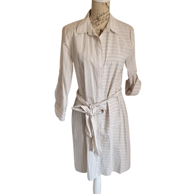 Katies Womens  Size 10 Shirt Dress Beige / Striped / White BNWT