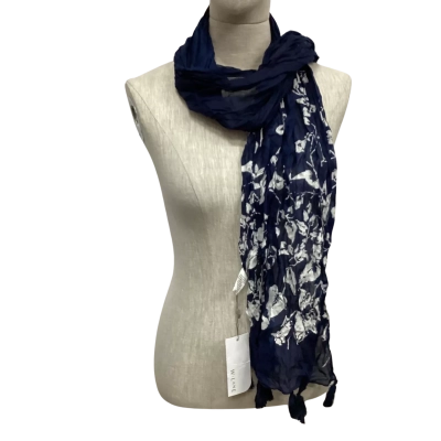 W-Lane One Size Crushed Scarf Navy Blue / White 