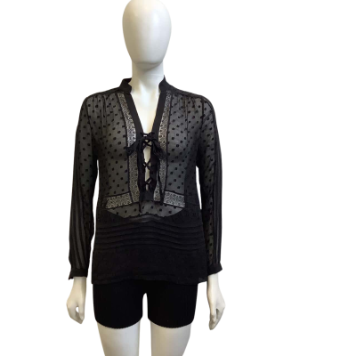 Zimmermann Womens AUS Size 10 Silk Blend Sheer Top Black 