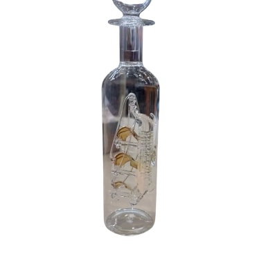 This item is a decorative hand-blown ship inside a glass bottle
