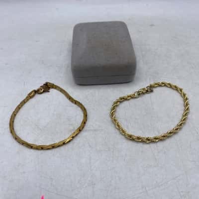 2 Vintage Gold Plated “Pierre Cardin” Bracelets- Both 18cm in length 1x Rope / 1x Flat Link 