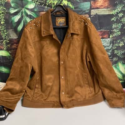 Mens Tan Faux Suede Johnny Big Jacket Size 3XL