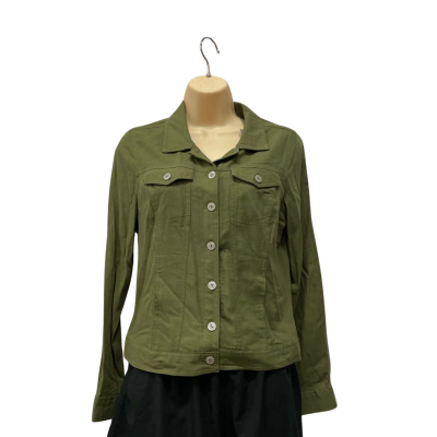 Katies Womens  Size 10 Long Sleeve  /Button Down Shirt /Jacket Green / Khaki 