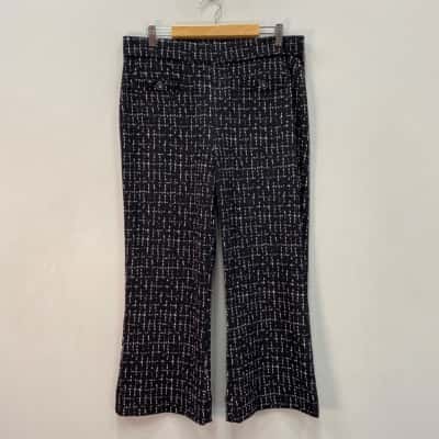 Joseph Ribkoff Womens Stretch Knit Pants Black  / Pattern / White 