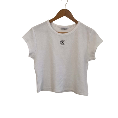 Calvin Klein Jeans Womens  Size XL Short Sleeve Top White 