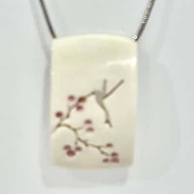 925 Silver Italy Necklace & Cherry Bloosom Design Pendant & Matching Earriings 