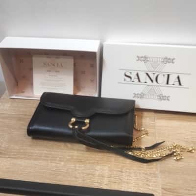 Sancia  Womens Handbag and Wallet  with Crossbody gold Strap Black  