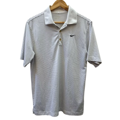 Nike Mens Size S White Striped Golf Polo 