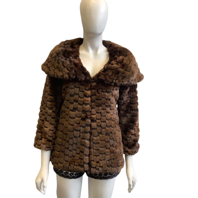 Guess Women's Label Size S Faux Fur Winter Coat Brown 