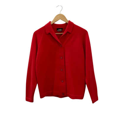 David Keys Womens  Size 14 Cardigan Collared Red 