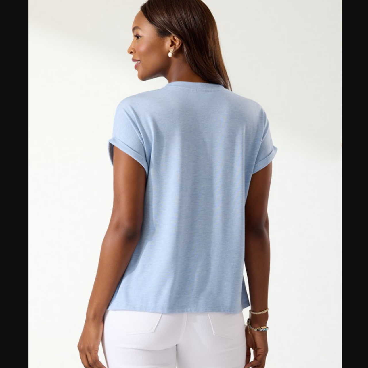 Tommy Bahama Kauai Jersey V Neck Blue T-Shirt Top Size 6 / XS (s)