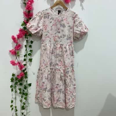 Vero Moda Womens Short Puff Sleeve Dress Size M Pink  