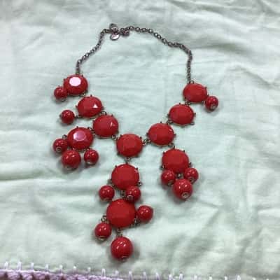  Womens Beaded Necklace Burnt Orange / Red 