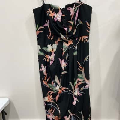 City Chic Womens  Size L Maxi Dress / Strapless Dress Black  / Floral / Multicoloured 