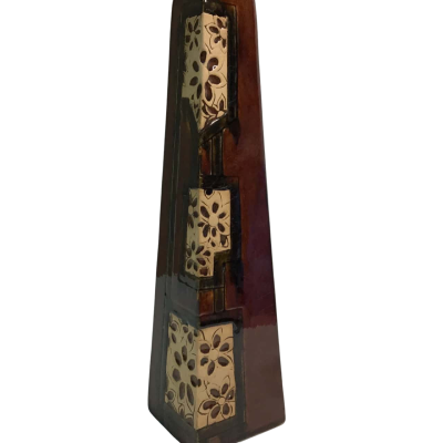 Tenmoku Pottery 12.5 inches Triangular Vase