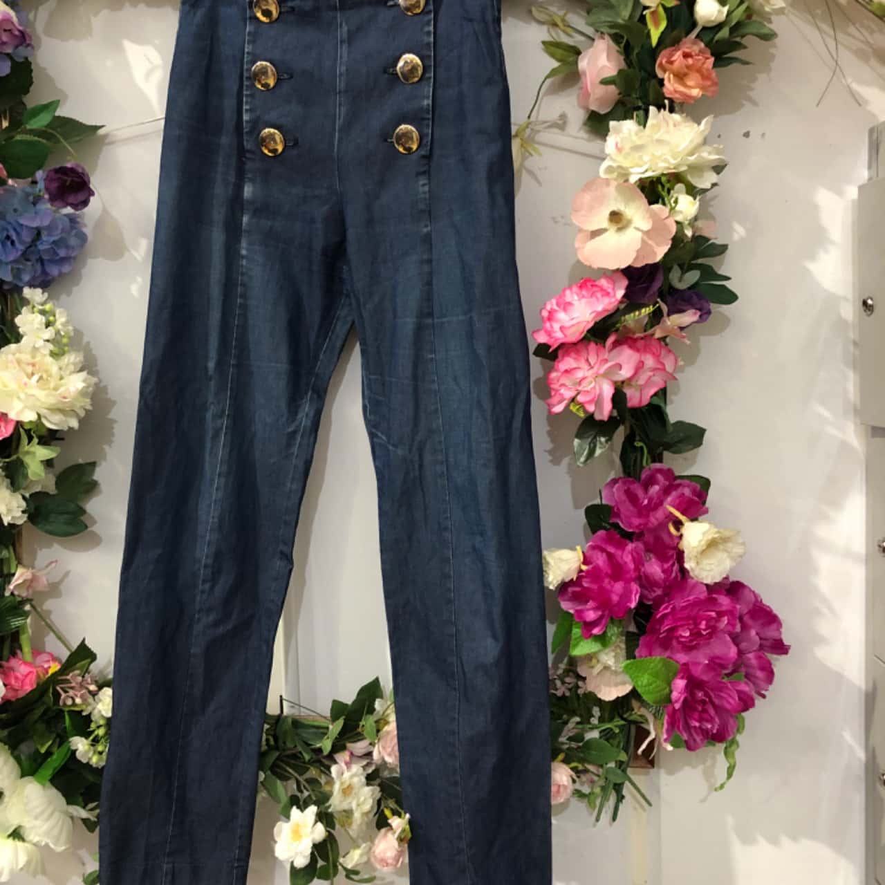 Scanlan Theodore Size 12 Blue Jeans double button detail (s)