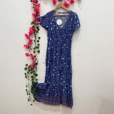 Grace & Co Womens  Size 14 Casual Dress Blue / Floral / Multicoloured / Pattern 