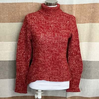 Witchery Womens  Size M Turtleneck Jumper Burnt Orange / Pattern / Red 