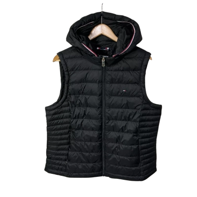 Tommy Hilfiger Size XL Dark Sable Zip Front Quilted Puffer Hooded Vest (new)