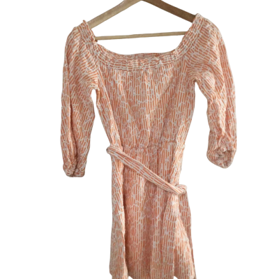 Kookai Womens  Size 38 Casual Dress / Mini Dress / Off The Shoulder Dress Orange / Striped / White 