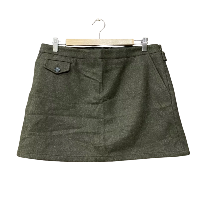 MiuMiu Womens Size 44 Olive Green Wool-Blend Mini Skirt 
