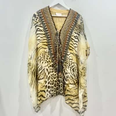 Camllia Silk Short Kaftan-Jaguar 