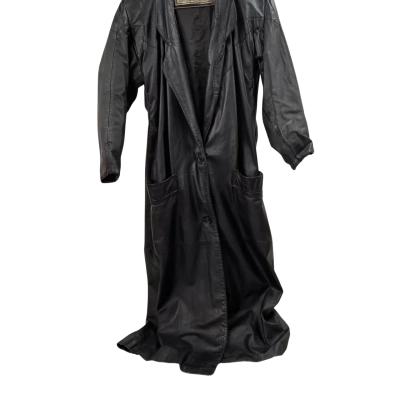  Women's BB Dakota long Leather Coat Roughly Size 10 Black  
