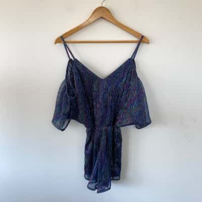 OVS Black Metallic Playsuit Size M 