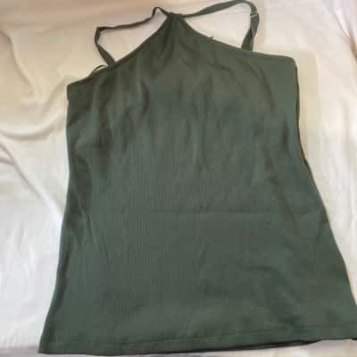 Witchery Rib Halter Tank Size XL Green 