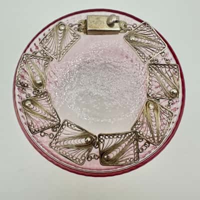 Vintage Silver Filigree Bracelet Stamped 800 TOM 
