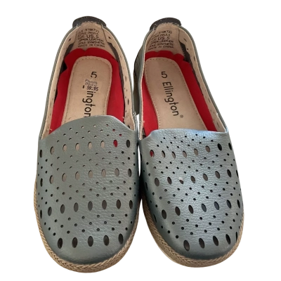 New Ellington  Womens  Size 5 Silver Leather Slip On Espadrilles Style
