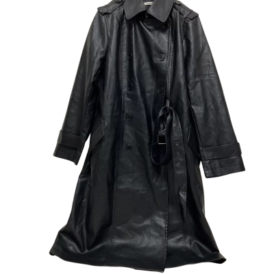 Max Studio Womens  Size M Trench Coat Black  
