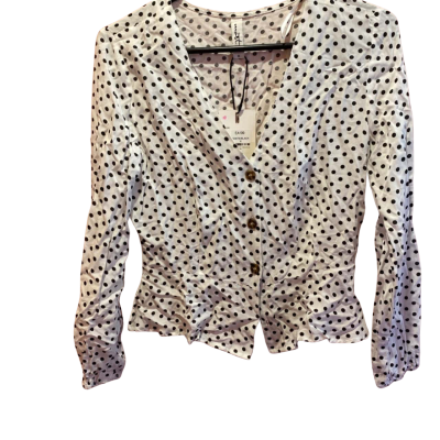 Most Betty Womens Black & White Polka Dot Blouse Size 8