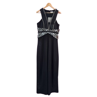 Bariano Womens  Size L Maxi Dress Black  / Gold / Silver 