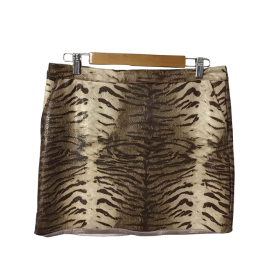 Bardot Womens Size 14 Beige / Brown Animal print Mini Skirt