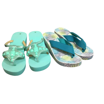  Womens  Size M Pattern 2 X Pairs Of Wedge Summer Shoes.PU/EVA/MAN MADE MATERIALS