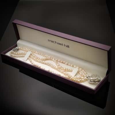 Beautiful Double Strand Of Creamy Seed Pearls (40cm Long) Necklace With 925 Silver Woven Heart Drop