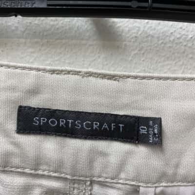 Sportscraft Womens  Size 10 High Waist Skirt with Belt Beige -100% Cotton