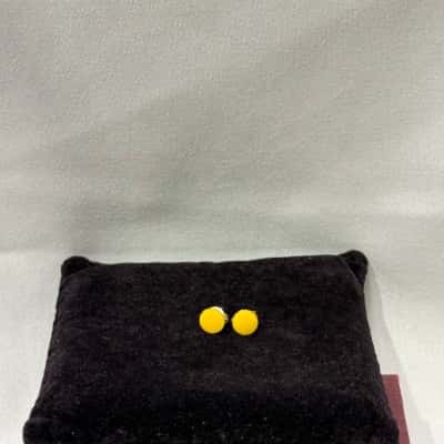 925 Silver Yellow Circle Studs 