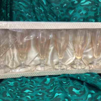 6  Vintage Champagne Flutes, Czech Crystal.