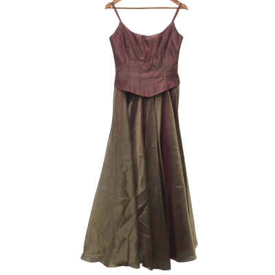 Mr K Vintage Womens  Size 10 Maxi Dress Champagne / Maroon 