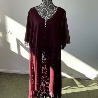  Womens  Size XL Maxi Dress Floral / Maroon 