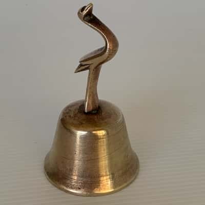 Solid Brass Crane Bird Hand Bell 