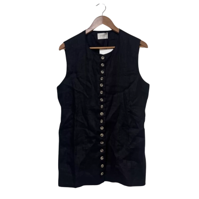 Dissh BNWT Tilly Linen Longline Vest  Size 14 Black  