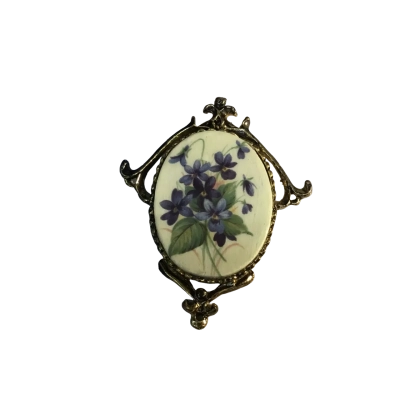  Vintage Limoges Style Floral Brooch Approx 5 x 6 cm
