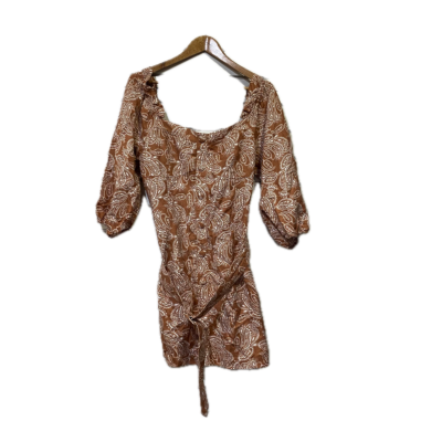 Seed Heritage Womens Dress Size 14 Brown / Floral/White Off The Shoulder 