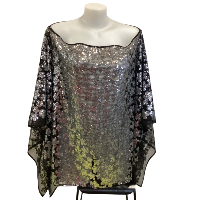 Sonia Stradiotto Couture- Sequin Poncho Black & Silver OSFM
