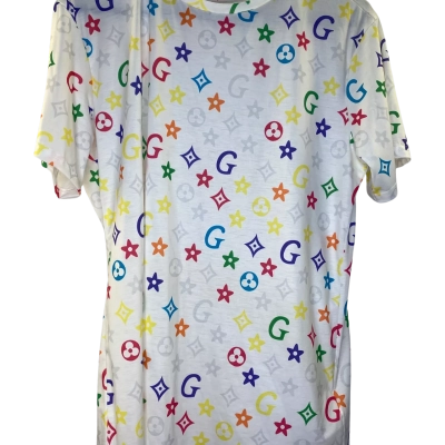  T-shirt Shorts Set Size XL Pattern / White 