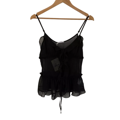 Pepper Mayo  Womens  Size S Party Top / Shoestring Strap Top Black  